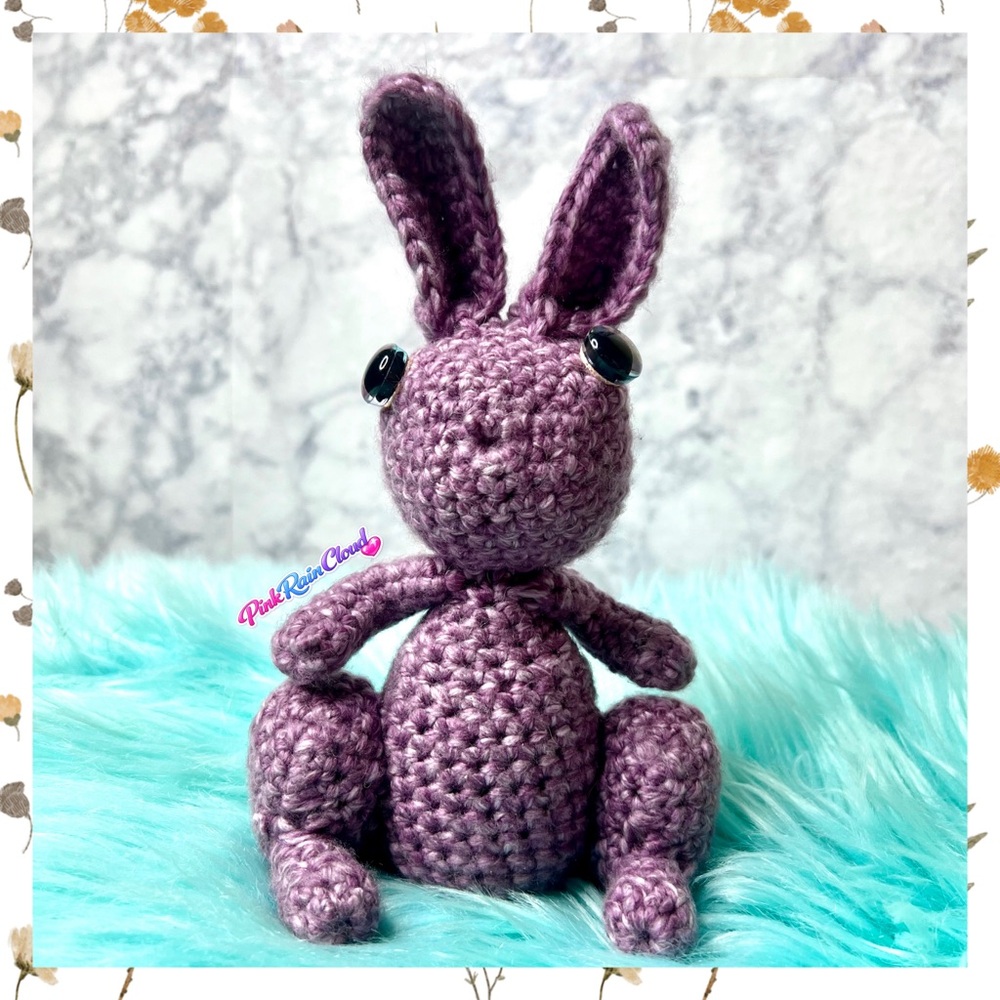 Handmade Purple Bunny Plush Crochet Toy Decor Acyclic & WOOL Blend PinkRainCloud - Picture 10 of 10